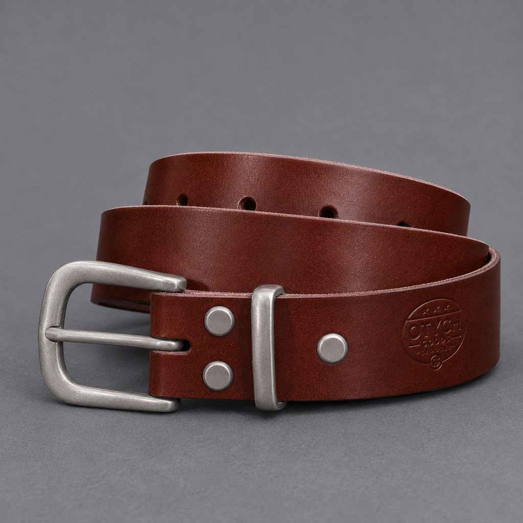 Brown Leather Belt (Nickel Matte)
