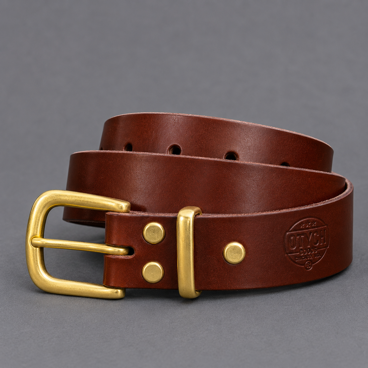 Brown Leather Belt (Natural Brass)