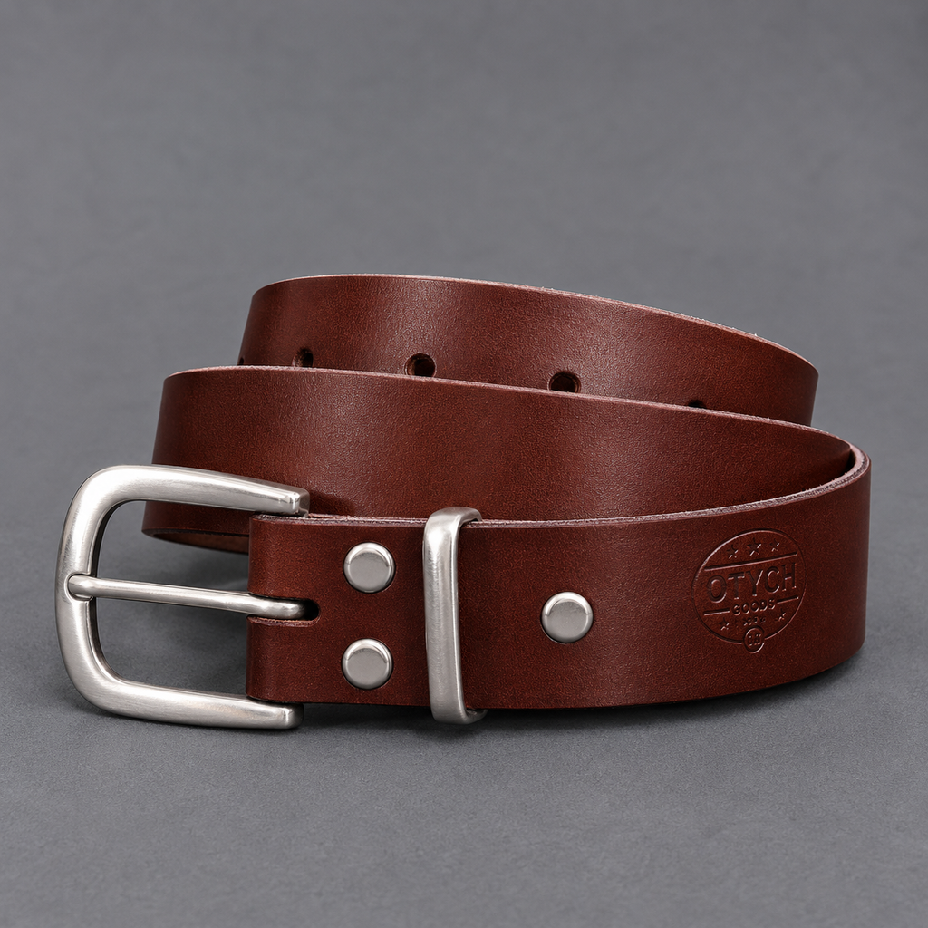 Brown Leather Belt (Nickel Plate)
