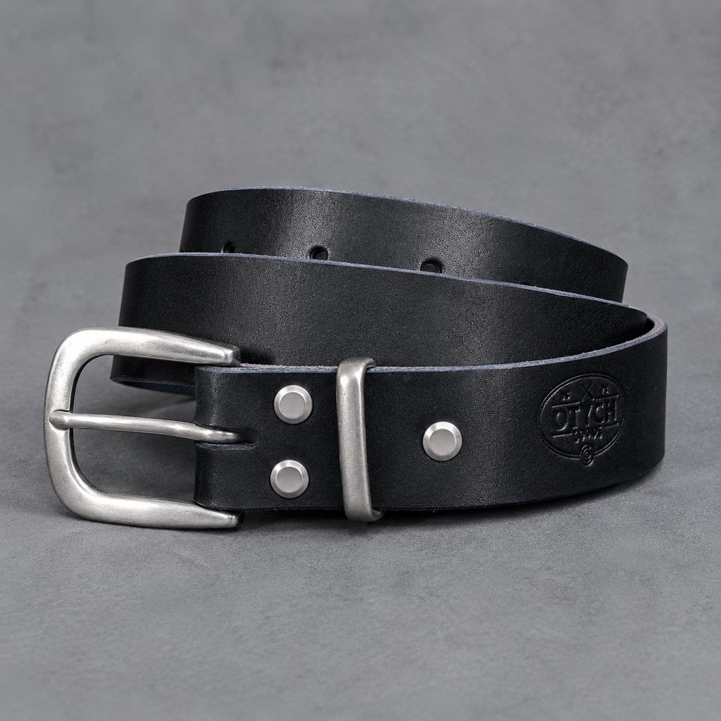 Black Leather Belt (Matte Plate)
