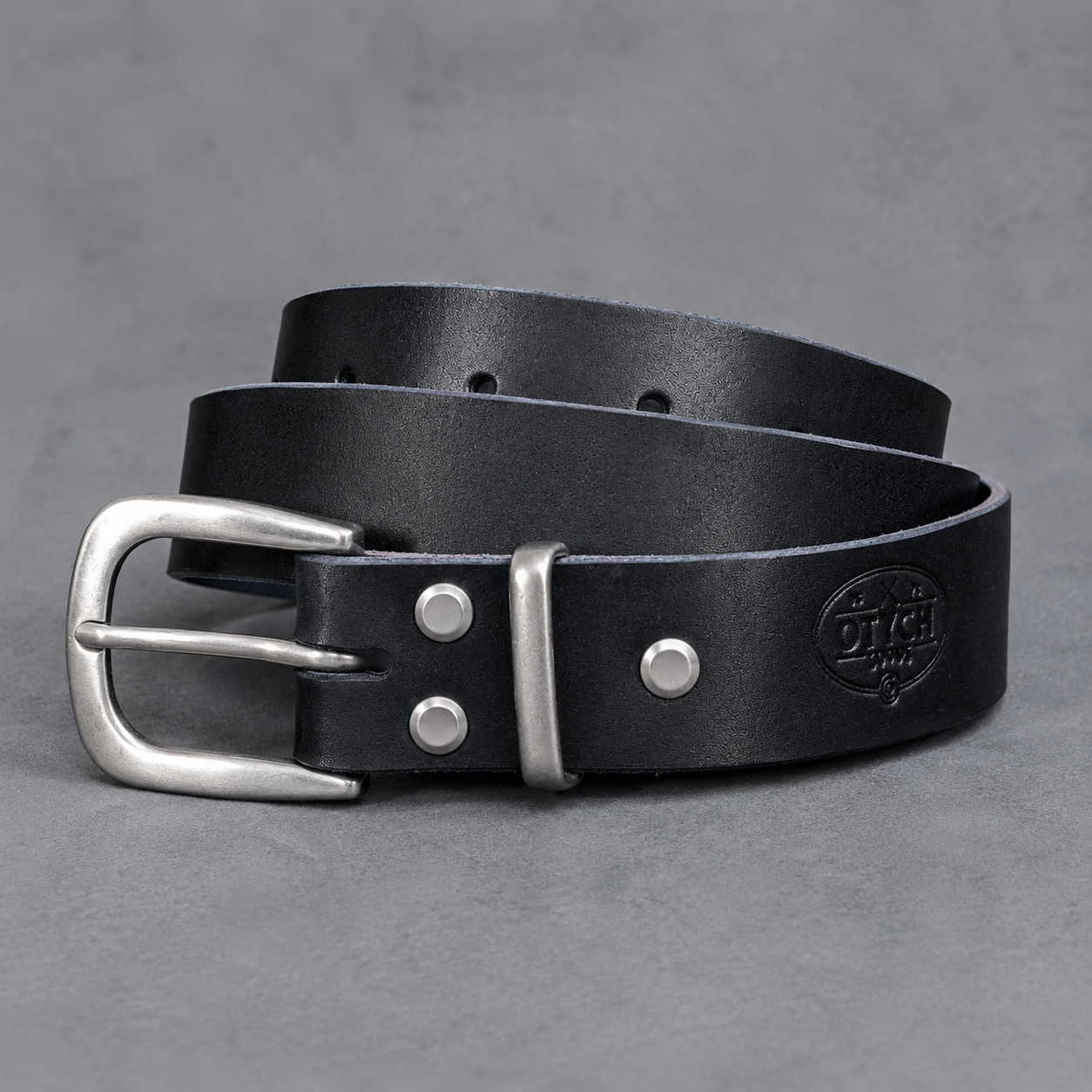 Black Leather Belt (Matte Plate)