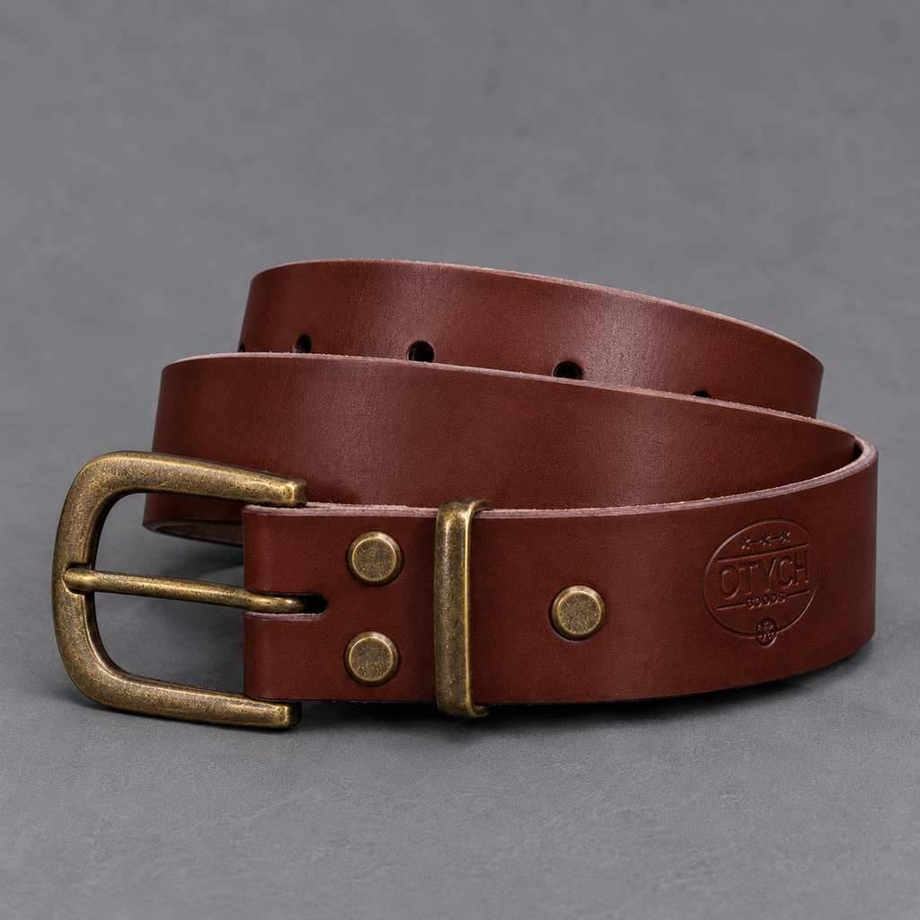 Brown Leather Belt (Antique Brass)